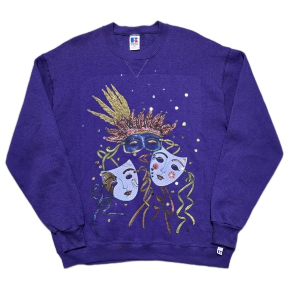 Russell Athletic Other - 80s Vintage Mardi Gras Sweatshirt Mens XL Purple Russell‎ Athletic Made In USA